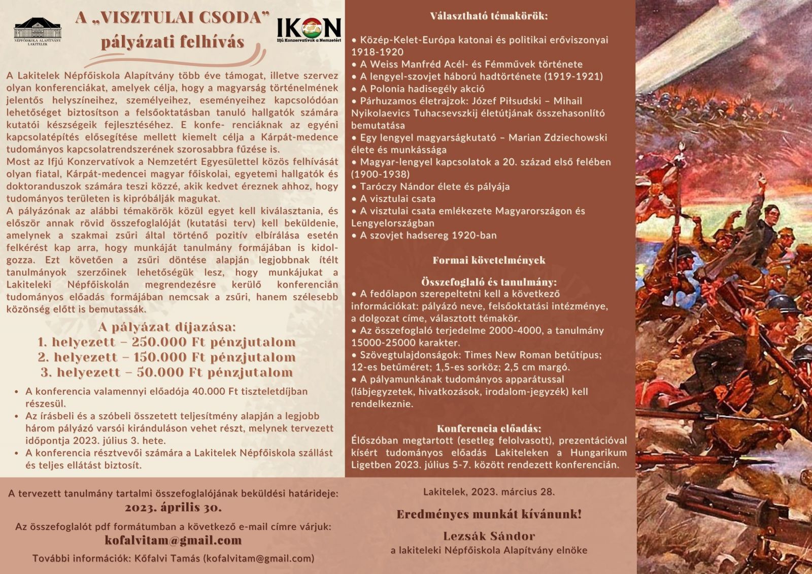 A "visztula csoda" - pályázati felhívás