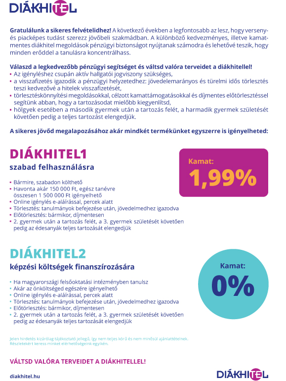 Diákhitel szórólap.