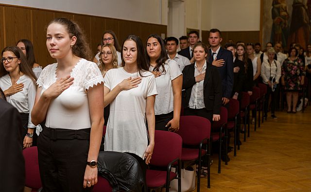 Az elsőéves hallgatók fogadalomtétele.