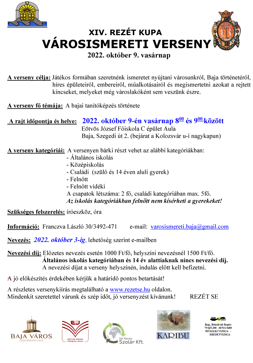 XIV. REZÉT KUPA VÁROSISMERETI VERSENY