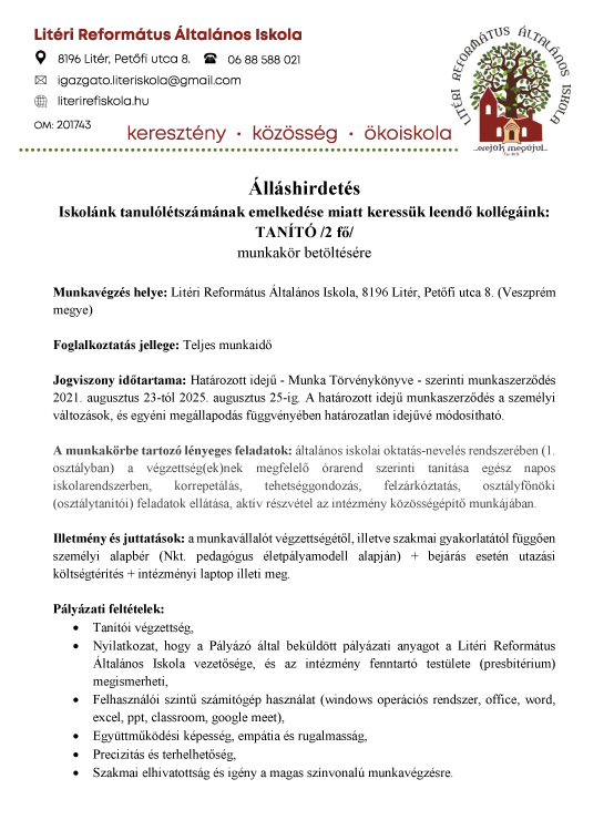 Álláshirdetés első része.