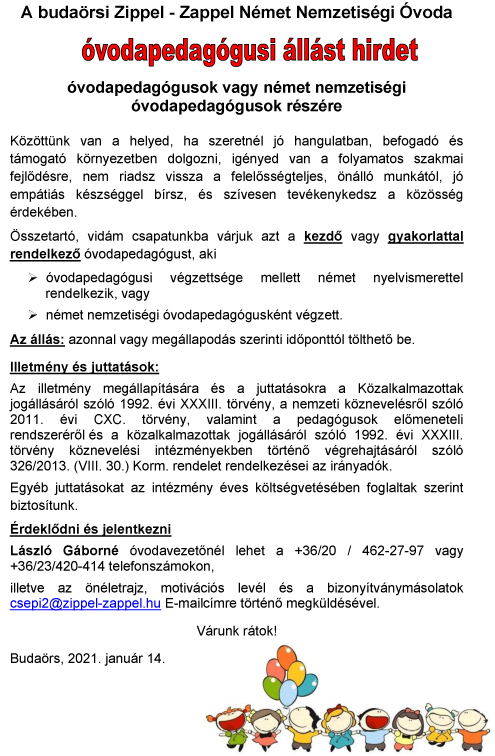 Az álláshirdetés részletei.