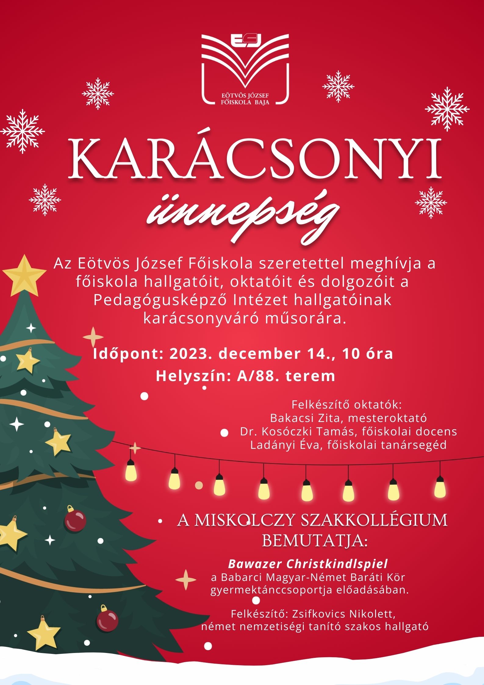 Karácsonyi műsor az EJF-en.