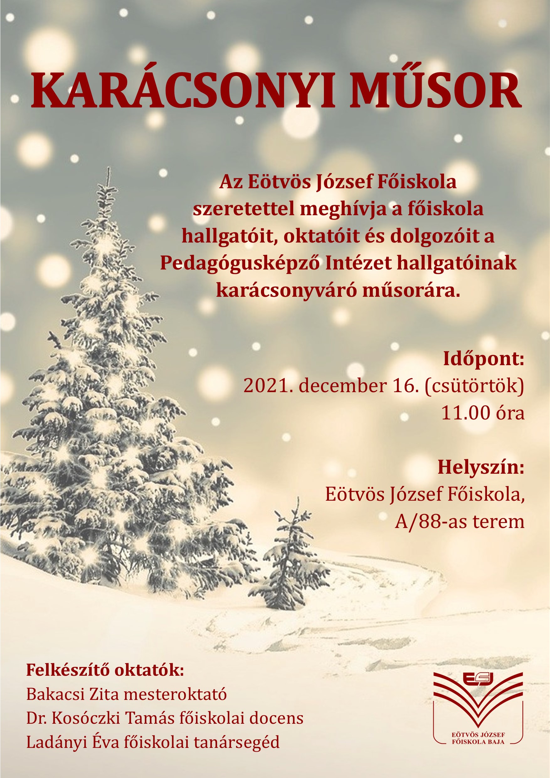 Karácsonyi műsor az EJF-en.