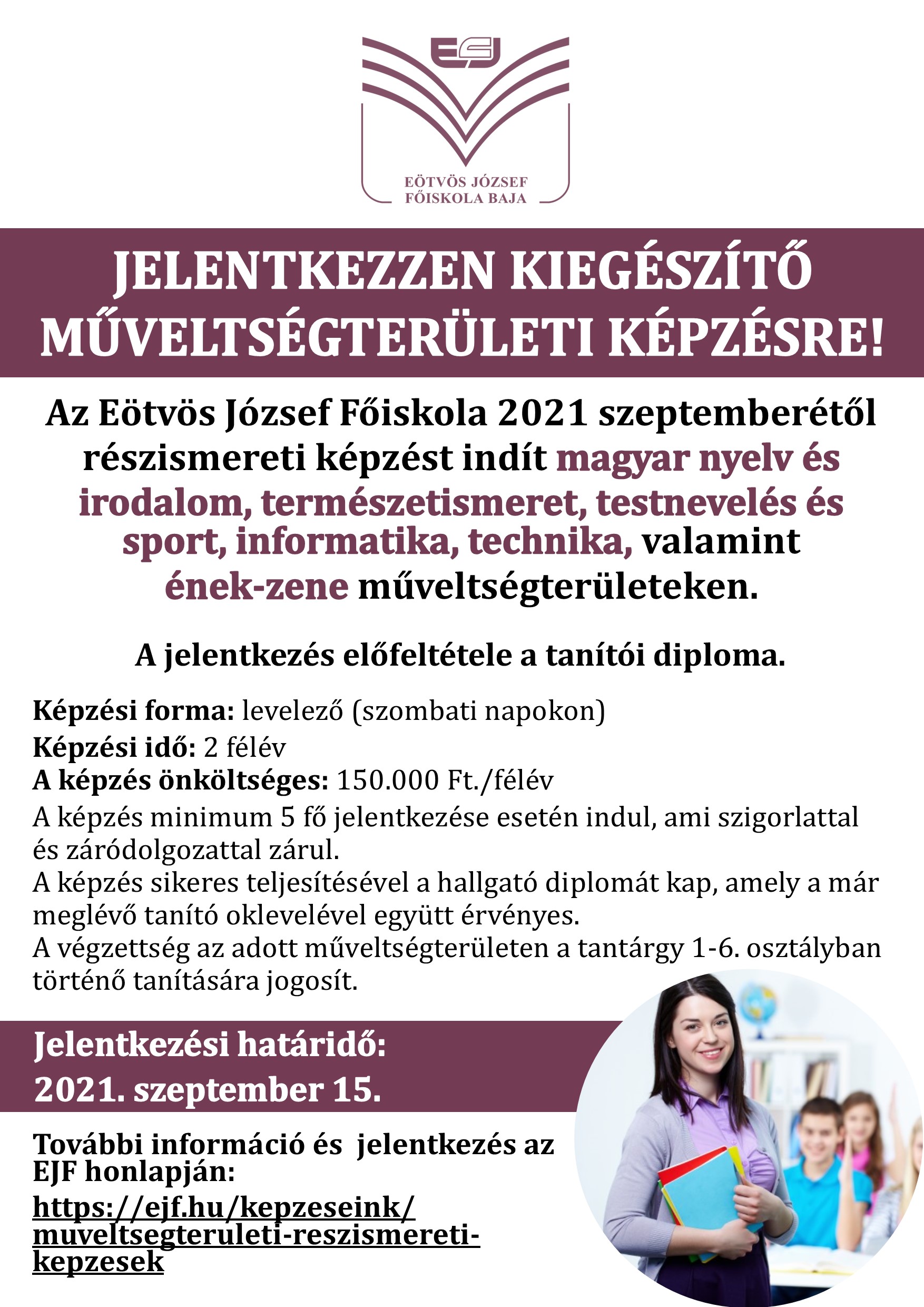Műveltségterületi kiegészítő képzések tanítók számára.