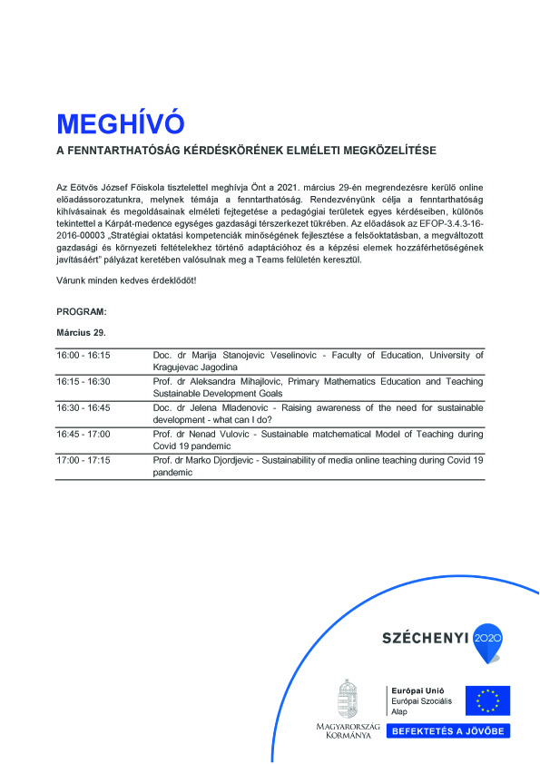 Online előadássorozat programja.