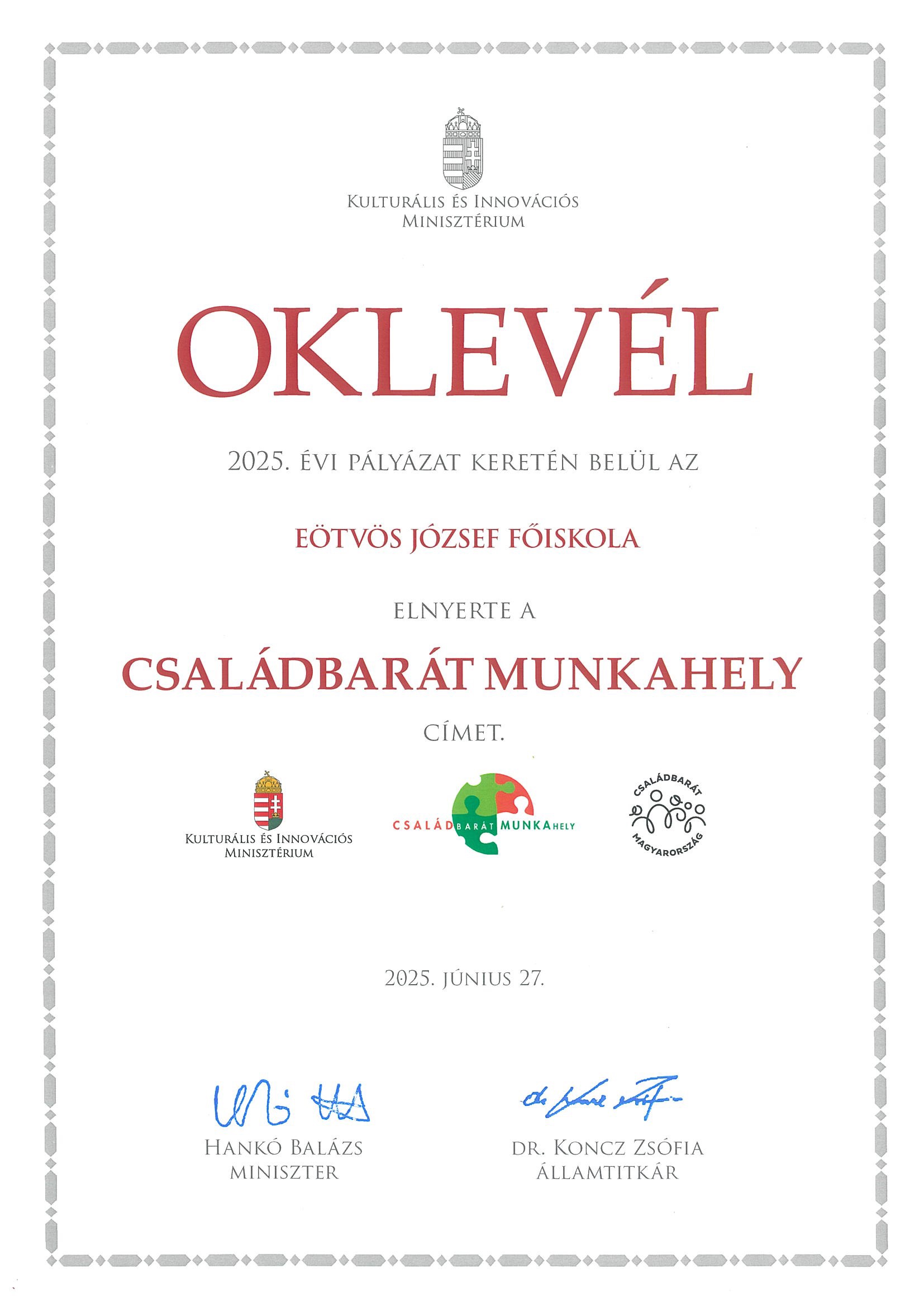 oklevél