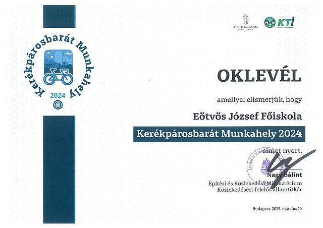 Kerékpárosbarát Munkahely lett az EJF.