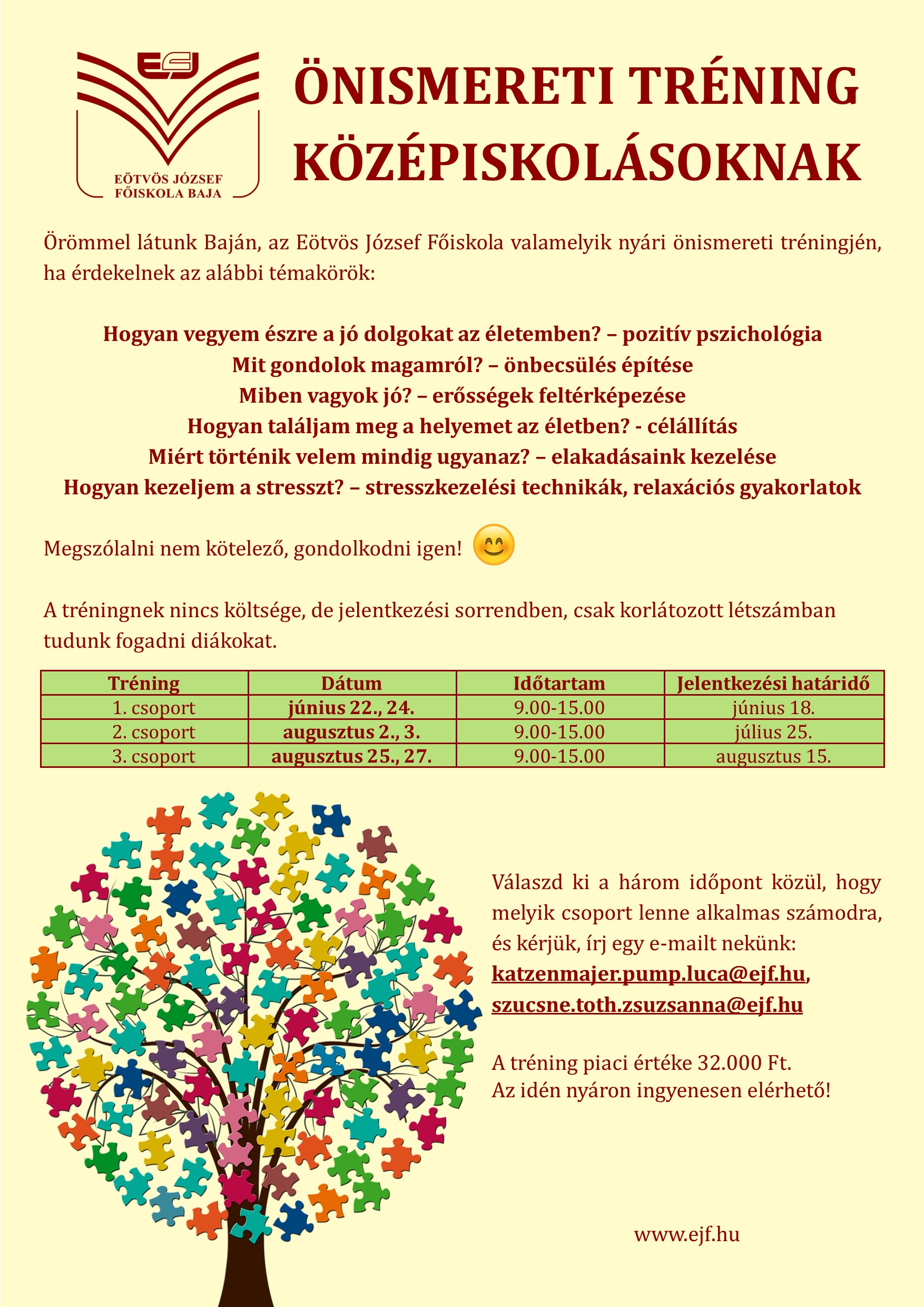 A tréninget népszerűsítő plakát.