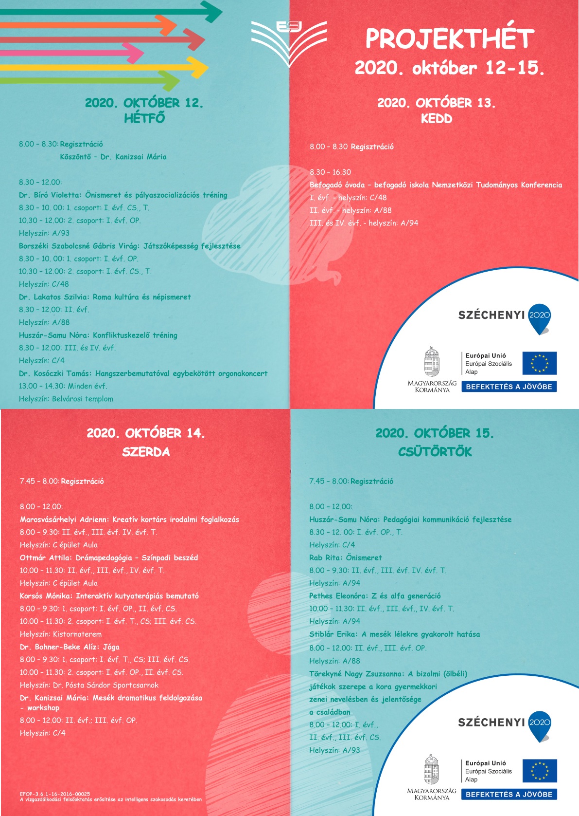 Projekthét programjai.