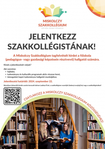 A Miskolczy Szakkollégium tagfelvételt hirdet